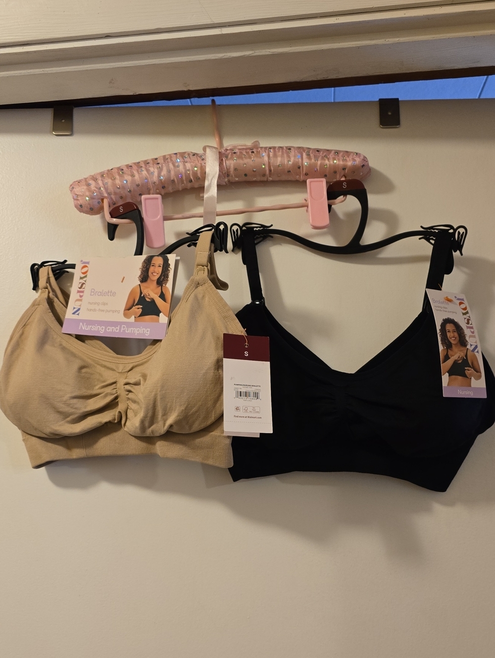 Nursing & Pumping Bralette in Beige and Black - Soft Support